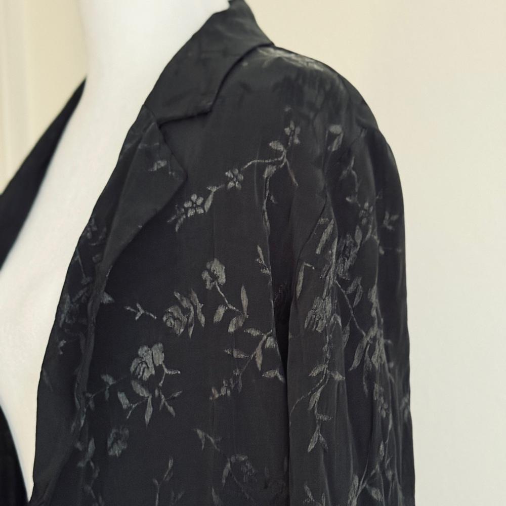 Topshop Black Floral Blazer Women’s Jacquard Size Small 4/6